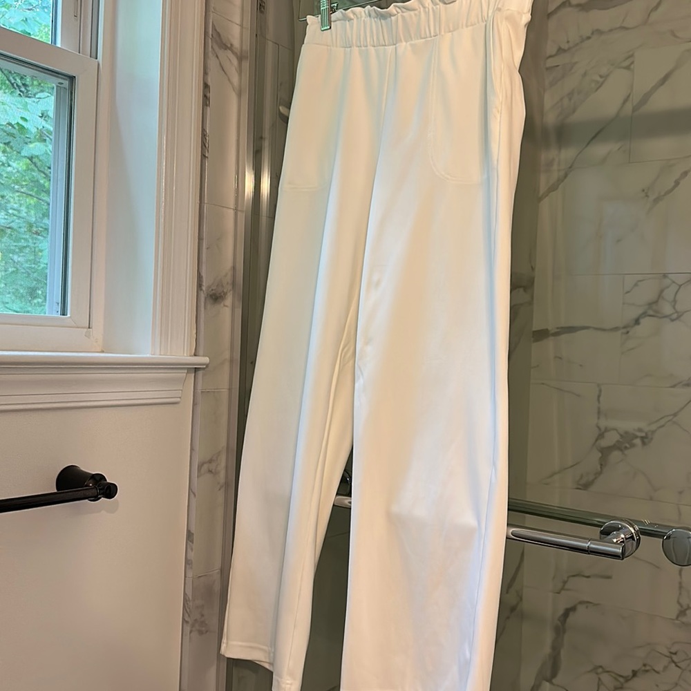 Joie Cream Wide-Leg Elastic Waist Pants